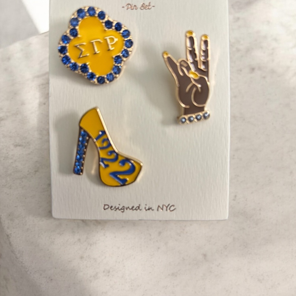 Blue and Yellow Sigma Gamma Rho Pin Set